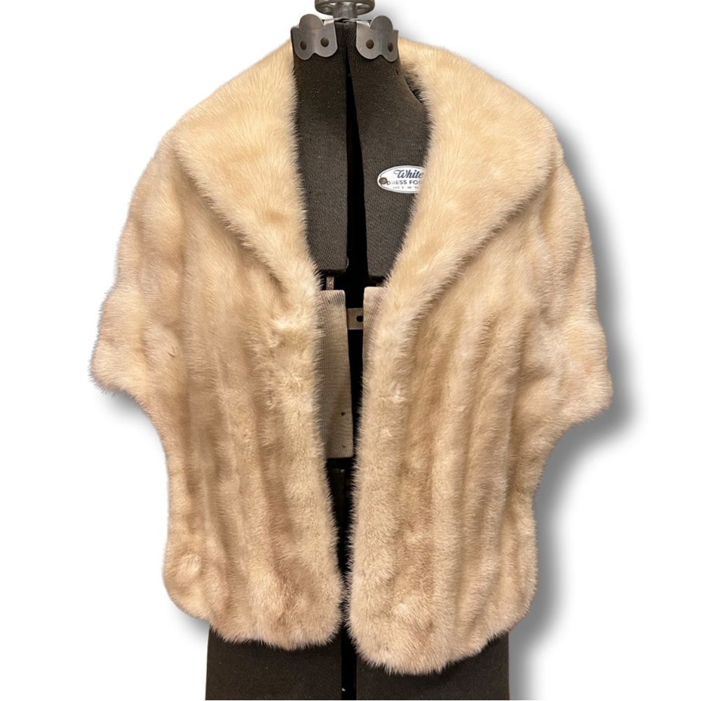 La Belle Fine Furs, luxurious blonde/pastel mink stole with hidden front pockets